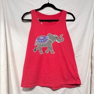Bobbie Brooks Bright Coral Tank Top with Embroidered Elephant